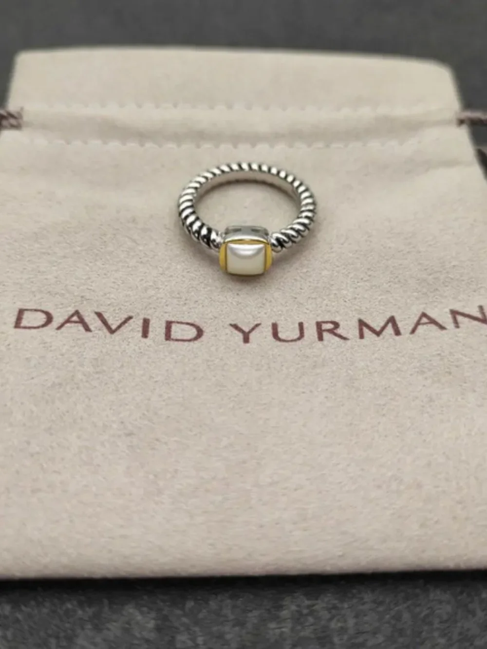 David Yurman Fat Square Pearl Ring